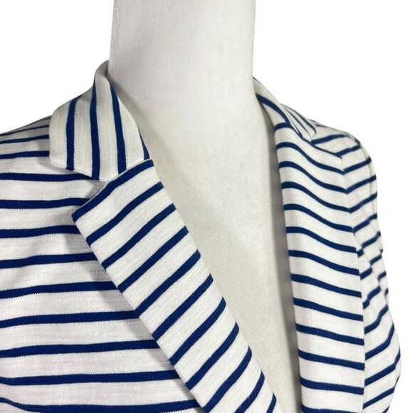 J.Crew Women's White & Blue Striped Stretch Blazer Jacket Size Small - Picture 4 of 15